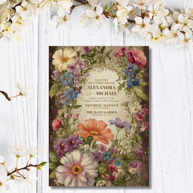 Convite Casamento de Frame Floral, Ornamentado Vitoriano G (Criador carregado)