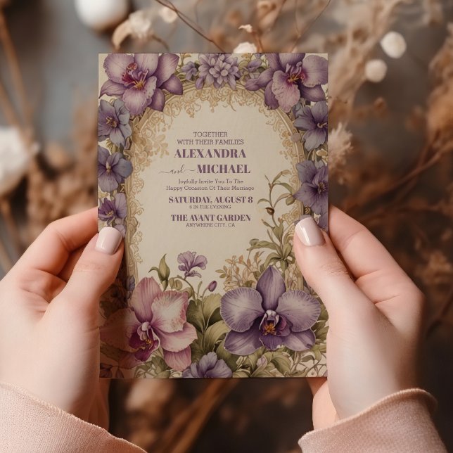 Convite Casamento de Frame Floral, Ornamentado Vitoriano G (Criador carregado)