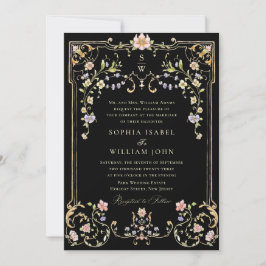 Convite Casamento de Frame Floral, Ornamentado Vitoriano G
