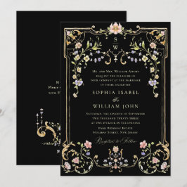 Convite Casamento de Frame Floral, Ornamentado Vitoriano G