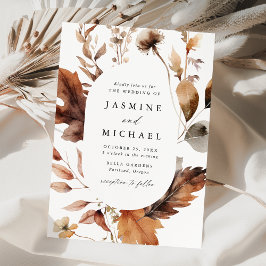 Convite Casamento de Frame Floral Rustic Autumn