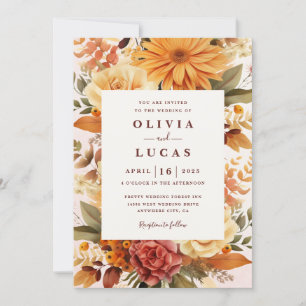 Convite Casamento de Frame Laranja Elegante