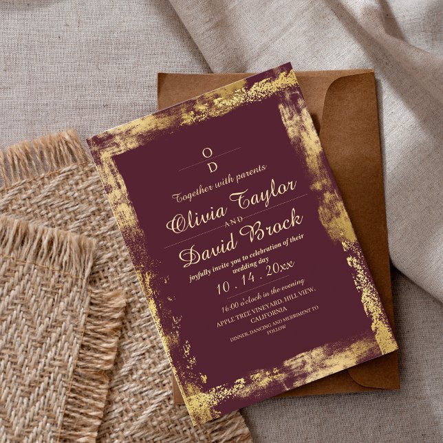 Convite Casamento de Frame Moderno e Dourado (Criador carregado)