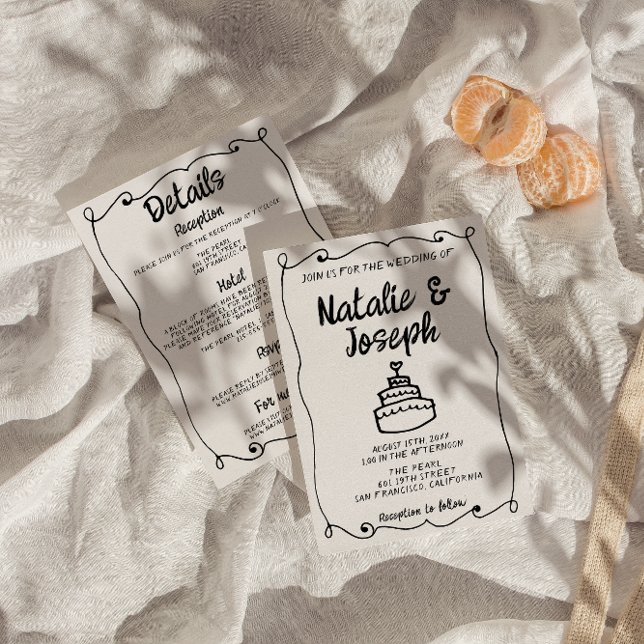 Convite Casamento De Frame Retrorna De Bolo Desenhado Em U (Criador carregado)