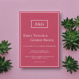 Convite Casamento de Frame Simples Viva Magenta Monograma