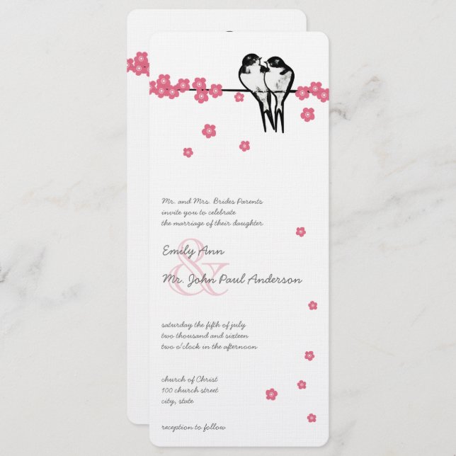 Convite Casamento de Frango de Floresta Encantada com Flor (Frente/Verso)