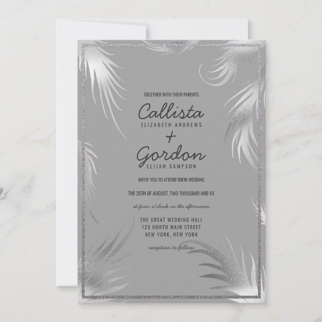 Convite Casamento de fronteira com Glitter de Cinza de Chi (Frente)