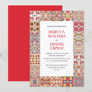 Convite Casamento de Fronteira com o Folk Art Khokhloma