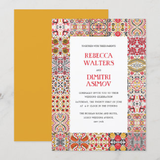 Convite Casamento de Fronteira com o Folk Art Khokhloma