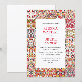 Convite Casamento de Fronteira com o Folk Art Khokhloma