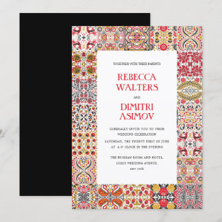 Convite Casamento de Fronteira com o Folk Art Khokhloma