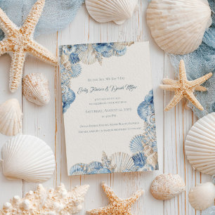 Convite Casamento de fronteira com Seashell Elegante