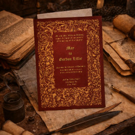Convite Casamento de Fronteira de Folhagem Medieval Renasc