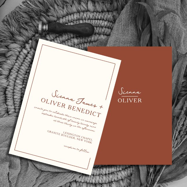 Convite Casamento de Fronteira de Terracotta Mínima Modern (Criador carregado)