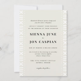 Convite Casamento de Fronteira Ecru Boho Mudcloth