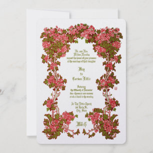 Convite Casamento de Fronteira Floral Vintage Arbusto de R