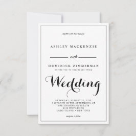 Convite Casamento de fronteira negra com caligrafia minima