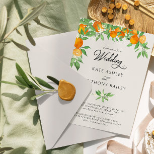 Convite Casamento de Fruta Cítrica Flor de Laranjeira