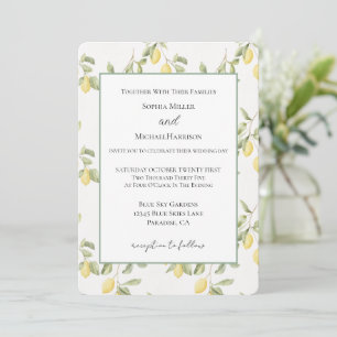 Convite Casamento de Frutas de Limões Amarelos