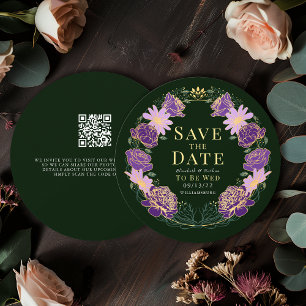 Convite Casamento de Fúria de Jardim Encantado QR Salvar D