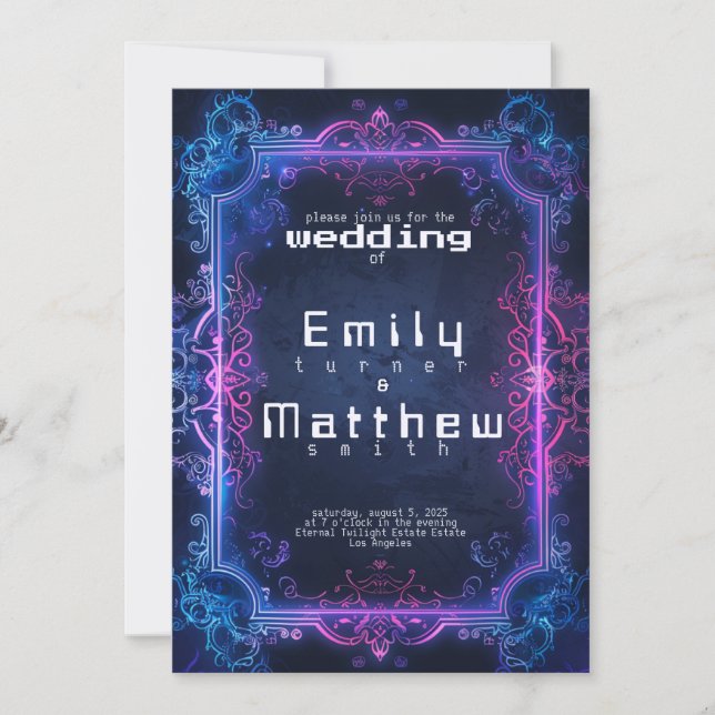 Convite Casamento de Fusão Cyber-Medieval (Frente)