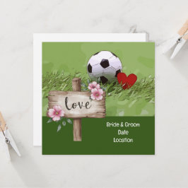 Convite Casamento de futebol temido com bola em verde