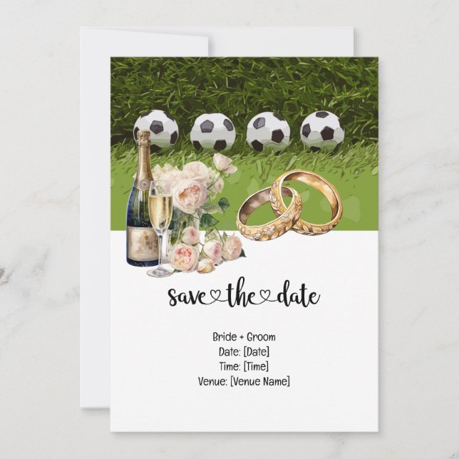 Convite Casamento de futebol temido com bola em verde (Frente)