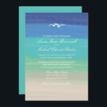 Convite Casamento de Gaivotas do Mar com Areia Pintada<br><div class="desc">COLEÇÃO DE CASAMENTO SAND, SEA & SEAGULLS: Esta é uma design original de La Bella Rue. Convite de casamento para seu tema de casamento na praia. Fundo da areia e das cores do mar, com uma ilustração de duas gaivotas que sobrevoam. Cor azul sólida do oceano atrás. Se o esquema...</div>