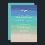 Convite Casamento de Gaivotas do Mar com Areia Pintada<br><div class="desc">COLEÇÃO DE CASAMENTO SAND, SEA & SEAGULLS: Esta é uma design original de La Bella Rue. Convite de casamento para seu tema de casamento na praia. Fundo da areia e das cores do mar, com uma ilustração de duas gaivotas que sobrevoam. Cor azul sólida do oceano atrás. Se o esquema...</div>