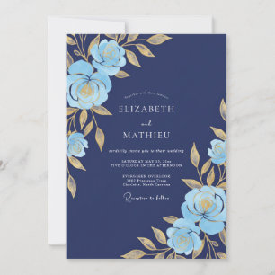Convite Casamento de Gala Resplandecente Azul Marinho