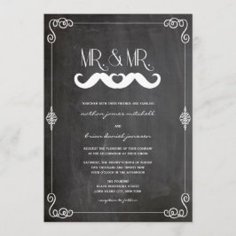Convite Casamento de Gay de Chalkboard com amor de bigode