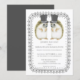 Convite Casamento de Gay de Hedgehog Cute