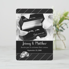 Convite Casamento de gay e Lésbicas Black Stripe e Rings
