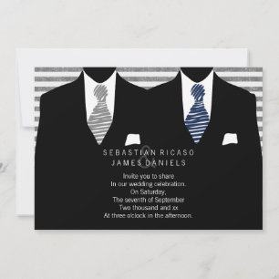 Convite Casamento de Gay entre o Sr. e o Sr. Suit e Tie (C