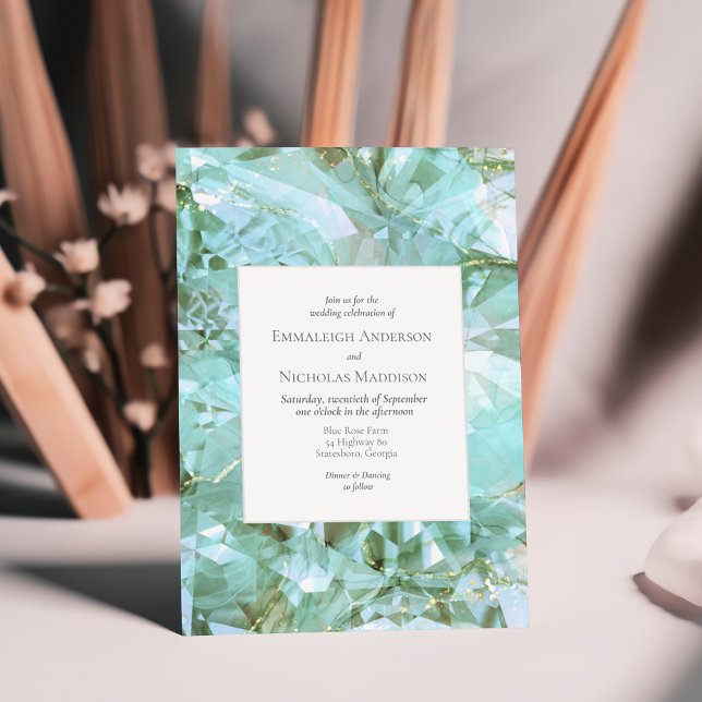 Convite Casamento de Gemstone Cristal de Vidro Elegante (Criador carregado)