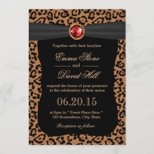 Convite Casamento de Gemstone Ruby Ruby, Impressão do Leop