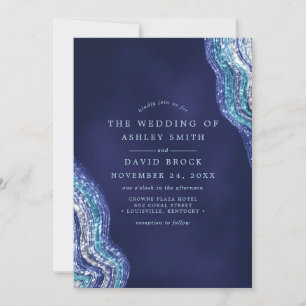 Convite Casamento de Geodo de Ágata Verde-azulado Roxo Ped