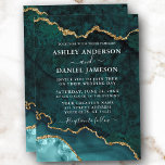 Convite Casamento de Geodo de Agato de Marble Dourado de C<br><div class="desc">Cartão de Convite para Casamento de Geodo de Agato de Marble Elegante Moderno e Elegante</div>