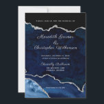 Convite Casamento de Geodo de Agitação de Silver Azul mari<br><div class="desc">Elegante agate geode nos convites de casamento em cores azul marinho e cintilação prateada.</div>