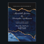 Convite Casamento de Geodo de Agitação Dourada Azul<br><div class="desc">Real,  azul e Dourada Glitter Agate elegante Convite para Casamento de marinhos Chic. Criado por © Casamentos Lesruba.</div>