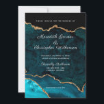 Convite Casamento de Geodo de Agitação Dourada Teal<br><div class="desc">Turquesa Teal e Dourada Glitter Agate elegante Convite para Casamento Chic. Criado por © Casamentos Lesruba.</div>