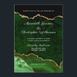Convite Casamento de Geodo de Agitação Dourada Verde<br><div class="desc">Emerald Green e Dourado Glitter Agate,  convite elegante de casamento chic. Criado por © Casamentos Lesruba.</div>