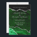 Convite Casamento de Geodo Glitter Verde e Silver<br><div class="desc">Os convites para casamento Gode elegantes em cores brilhantes de verde esmeralda e cintilação prateada.</div>