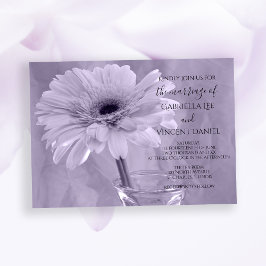 Convite Casamento de Gerber Daisy Roxo-Claro