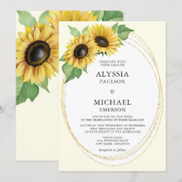 Convite Casamento de Girassóis Elegante e Simples