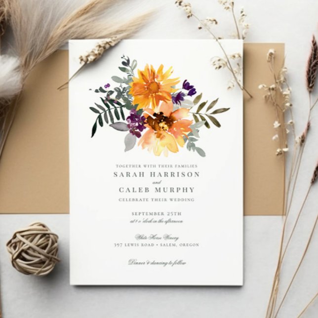 Convite Casamento de Girassóis Silvestres de Verão Rústico (Criador carregado)