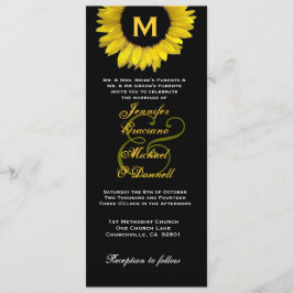 Convite Casamento de Girassol Amarelo e Negro