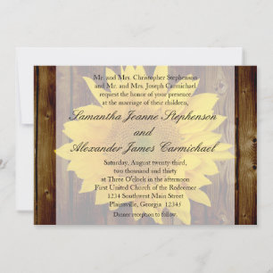 Convite Casamento de Girassol Amarelo Marrom Tarde Verão