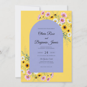 Convite Casamento de Girassol Amarelo Vinca Eucalipto