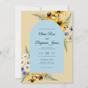 Convite Casamento de Girassol Eucalipto Amarelo Manteiga
